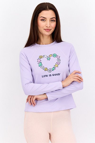 Life is Good Women Graphic Print Long Sleeve Top, Purple