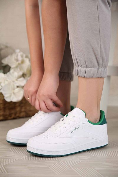 Ccway Pantofi sport cu șireturi de damă alb verde