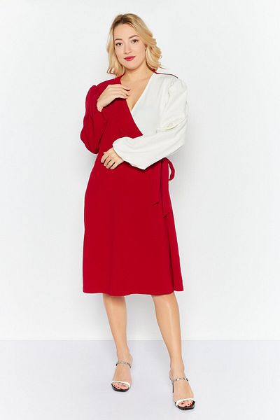 Kasper Women Textured Wrap Dress, Red