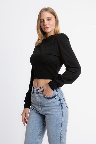 Hiccup Μακρυμάνικο Crew Neck Crop Top - Λεπτομερές