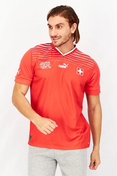 Puma Men Sportswear Fit Short Sleeve Football T-shirts, Red