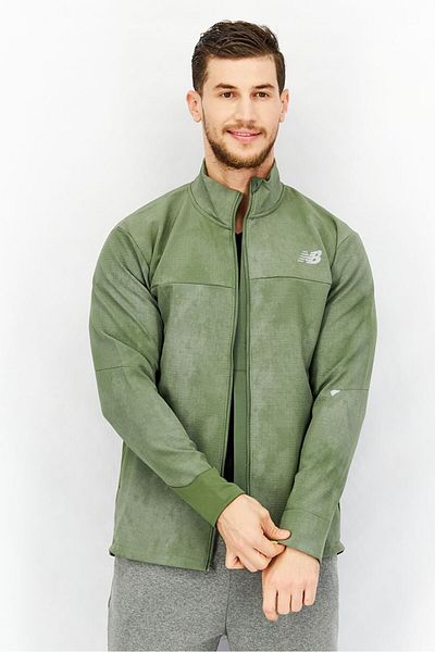 New Balance Men Athletic Fit Reflective Impact Winter Running Jacket, Green