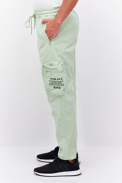 Tribe of 6 Men Sportswear Fit Outdoor Cargo Pants, Mint Green