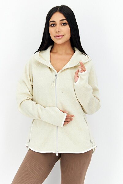 Tchibo هوديس نسائي بغطاء للرأس ومزخرف بأكمام طويلة، بيج