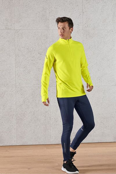 Tchibo Men Slim Fit Long Sleeve Training Sweatshirt, Lime Green