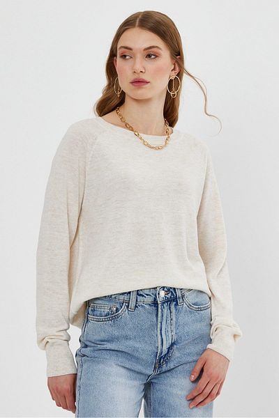 SHERIN Ecru Basic Knitwear Sweater