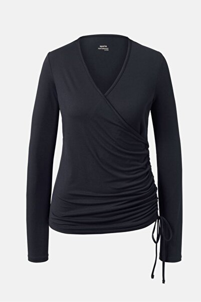 Tchibo Women V-neckline Long Sleeve Plain Top, Navy