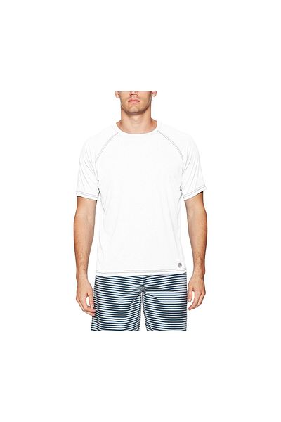 Mr.Swim تي شيرت سباحة للرجال من Mr. Swim Contrast UPF 50، باللونين الأبيض والأزرق الداكن