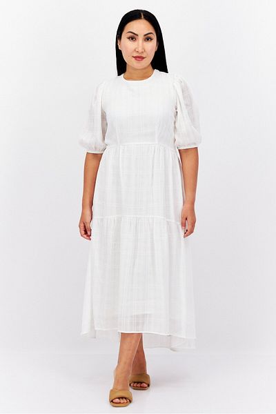 Esprit Women Plain Midi Dress, White