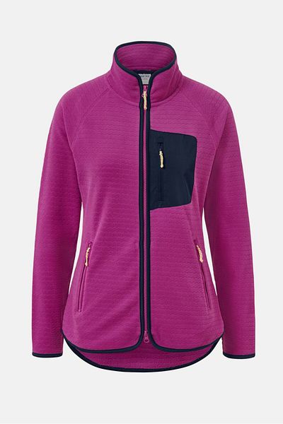 Tchibo Women Mock Neck Textured Long Sleeves Sweatshirt, Magenta