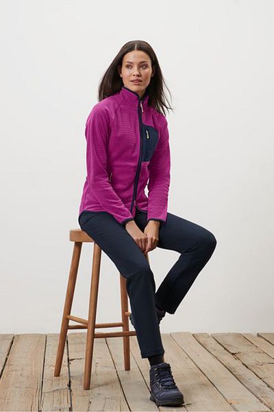 Tchibo Women Mock Neck Textured Long Sleeves Sweatshirt, Magenta