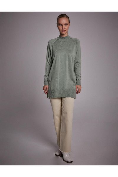 Kayra Half Turtleneck Knitwear Tunic Moss Green