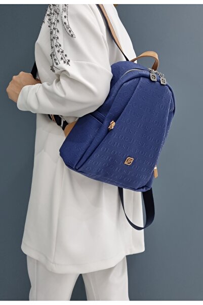 Just Polo حقيبة ظهر نسائية باللون الأزرق الداكن مكونة من 9 أقسام