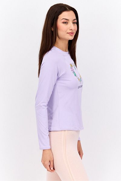 Life is Good Women Graphic Print Long Sleeve Top, Purple