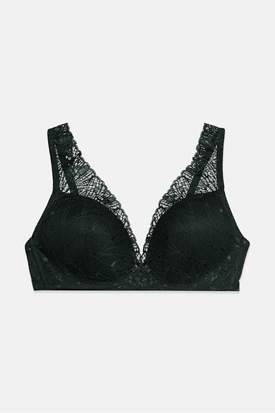 Tchibo Women Padded Non Underwired Soft Cup Bra, Dark Green