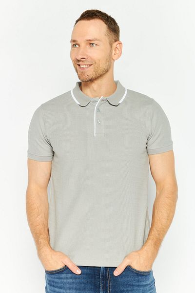 Threadbare قميص بولو رجالي بقصّة عادية وأكمام قصيرة، رمادي