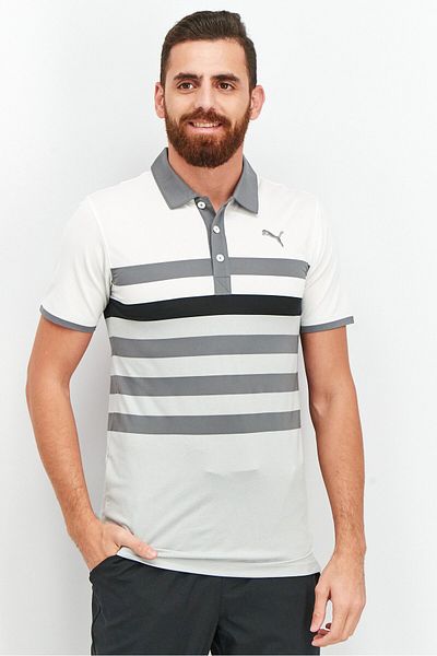 Puma Men Sportswear Fit Short Sleeve Polo Shirt, White Combo