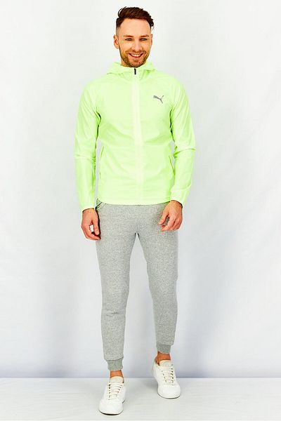 Puma Men Sportswear Fit Full Zip Hooded Reflective Track Jacket, Lime Green