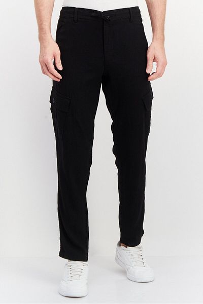 Threadbare Men Regular Fit Solid Cargo Pants, Black