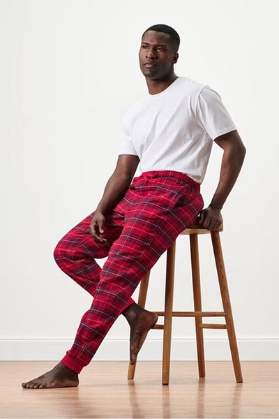 Tchibo Men Drawstring Plaid Pajama Pants, Red Combo