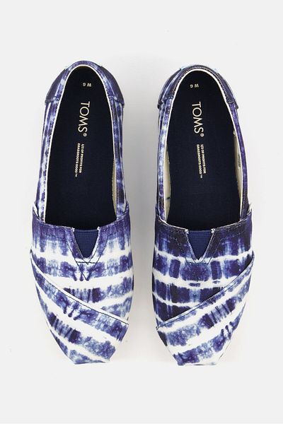 Toms Women Alpargata Canvas Slip On Flats Shoes, Blue/White