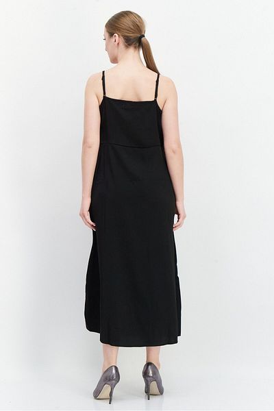 French Connection Women Plain Satin Midi Dress, Black