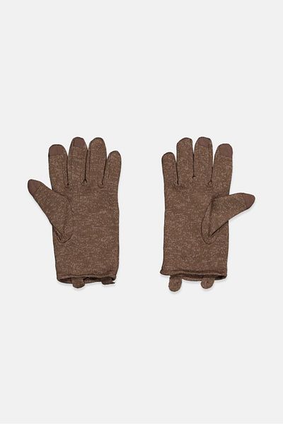 Tchibo Knitted Fleece Gloves, Brown