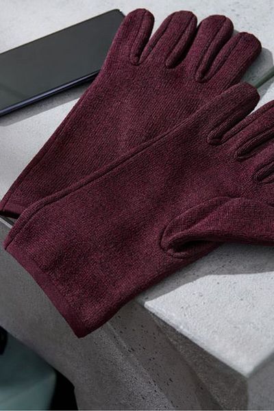 Tchibo Women Knitted Fleece Gloves, Maroon