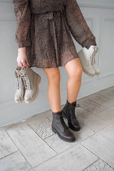 Parponi Γυναικείες μπότες Nicole Lace-Up από γνήσιο δέρμα καφέ
