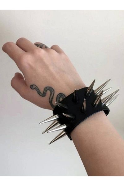 DarkellaStore Gothic, Punk, Long Spiked Leather Bracelet