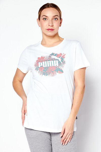 Puma تي شيرت نسائي رياضي مناسب للأنشطة الخارجية بأكمام قصيرة، أبيض