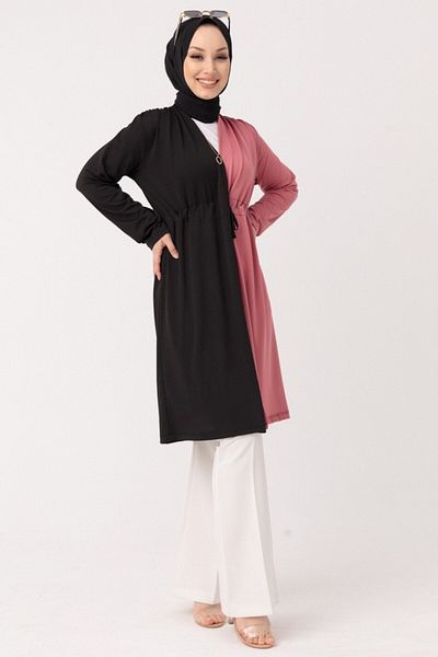 ModaMerve Dried Rose Cardigan - Tfs3757 Model