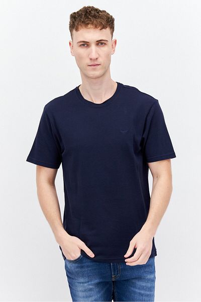 Threadbare Men Crew Neck Short Sleeve Textured T-shirts, Navy