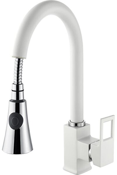 Vilas Dallas Kare Beyaz Spiralli Çift Fonksiyonlu Mutfak Batarya