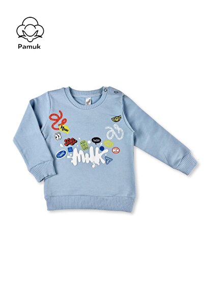 difa kids Milk Printed Unisex Seasonal Suit for Baby Boy Girl - Light Blue