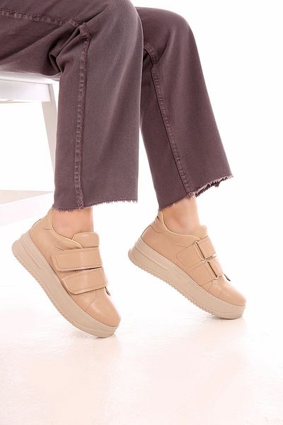 Ccway Pantofi sport cu velcro dublu de damă Nud