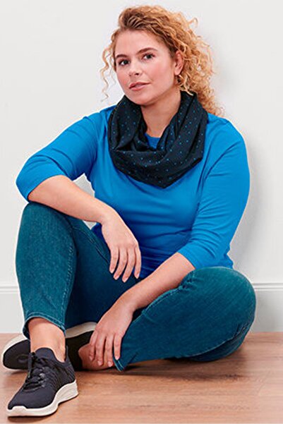 Tchibo تي شيرت نسائي سادة برقبة دائرية وأكمام 3/4، أزرق