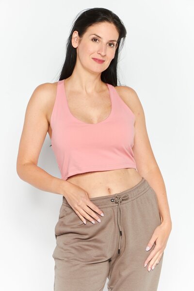 DKNY Sport قميص تدريب رياضي بدون أكمام للنساء، وردي