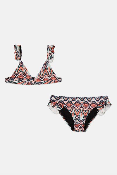 Pepe Jeans Kids Girl 2 Pieces Abstract Print Swimwear Set, Coral