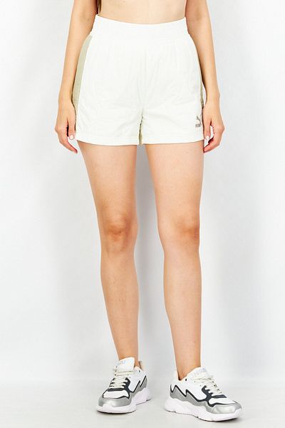 Puma Women Sportswear Fit T7 Quilting Embroidered Logo Shorts, Off White