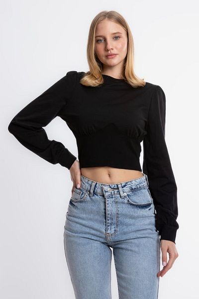Hiccup Μακρυμάνικο Crew Neck Crop Top - Λεπτομερές