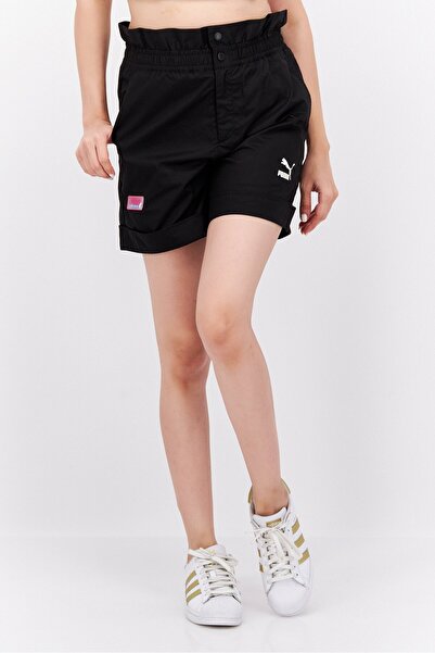 Puma شورت تدريب رياضي نسائي بشعار العلامة التجارية، أسود