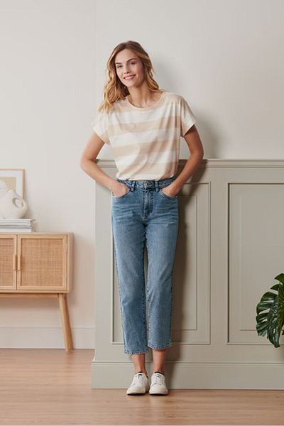 Tchibo Women Regular Fit Washed Stretchable Straight Leg Denim, Blue