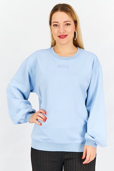 Tchibo Women Crew Neck Graphic Sweatshirt, Blue