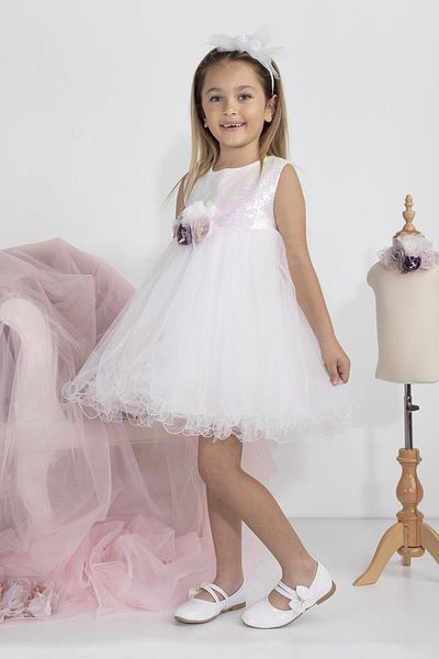 MİNİMONY Miniminy 5-10 Years Pink Sequin Κοριτσίστικο φόρεμα - Νυφικό 5003