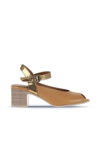 Bueno Shoes Дамски сандали на ток от естествена кожа в кафяво - 01wa2811
