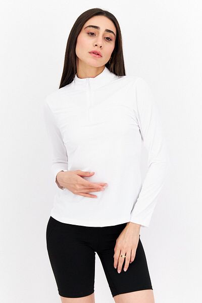 Gottex Women Sportswear Fit Long Sleeve Training Top, White