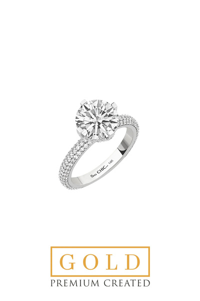 So CHIC... 14 Ayar Beyaz Altın Sertifikalı Premium Created Taşlı Tektaş Yüzük
