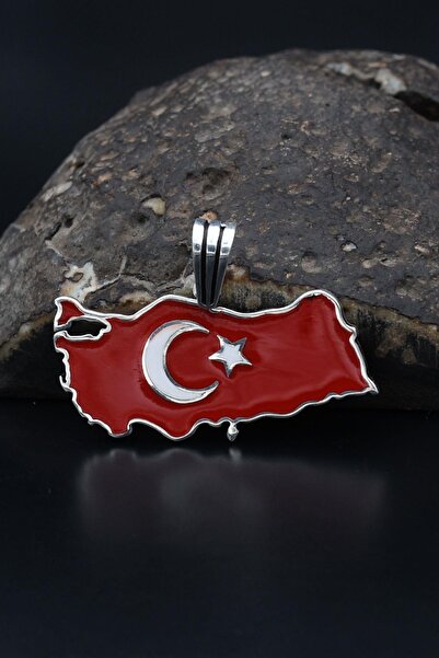 Prestige Kolye Ucu Ay Yıldızlı ( Türk Bayrağı ) Mineli 925 Ayar Gümüş 901191