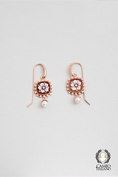 So CHIC... Cameo Italiano 18 Ayar Rose Altın Kaplama Gümüş Tasarım Küpe